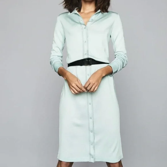 REISS Lettie Midi Shirt Dress, Size Xs - Pale Blue at Nordstrom Rack